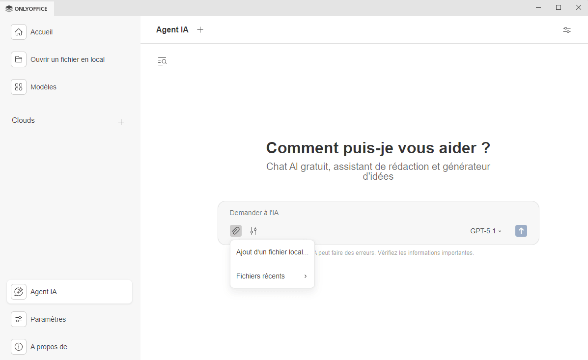 Pièces jointes du chat IA