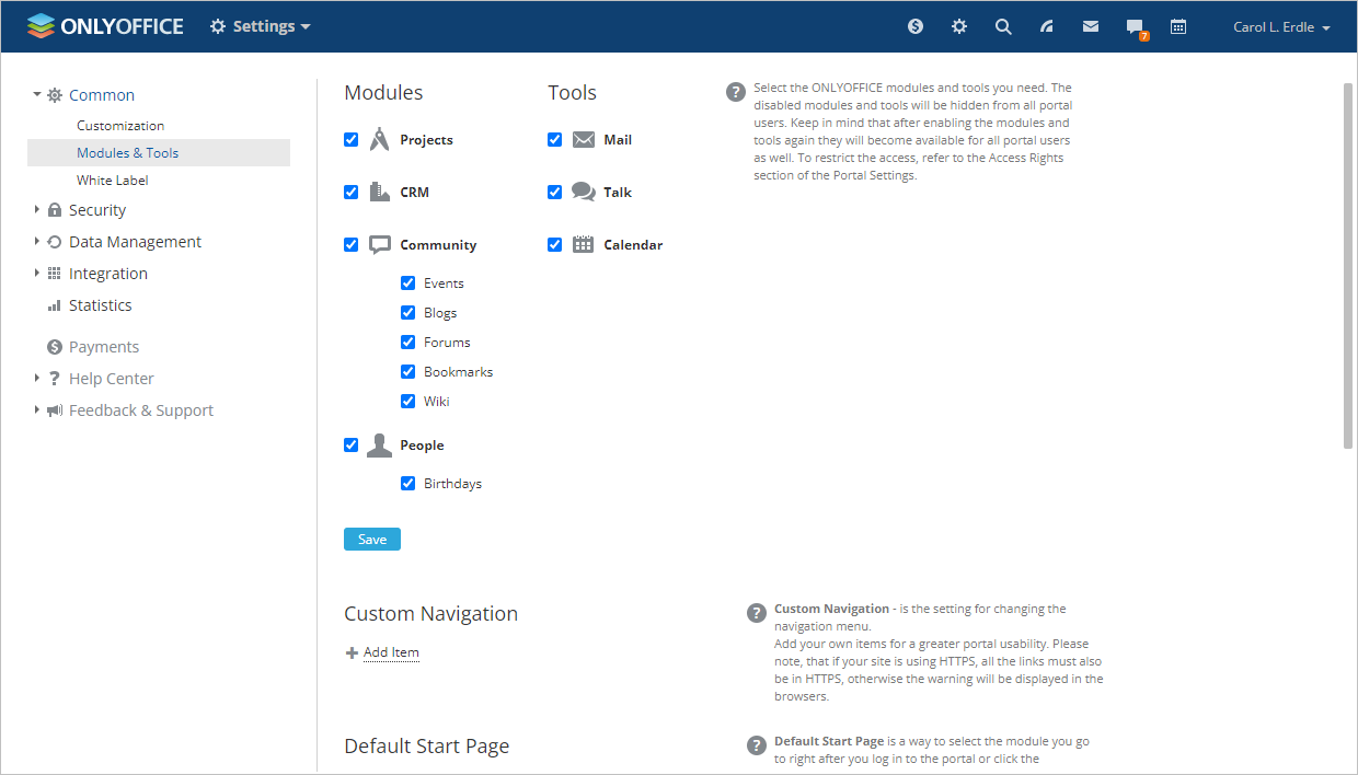 Changing Community Settings