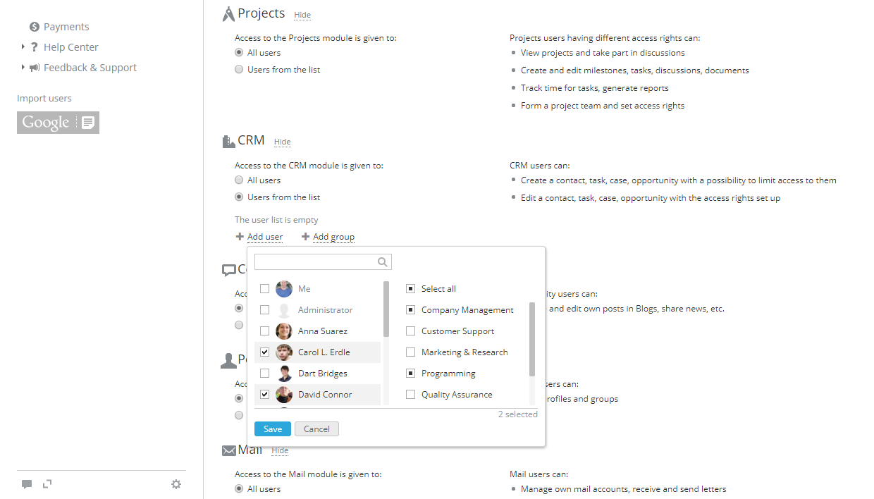 Change CRM Module Settings