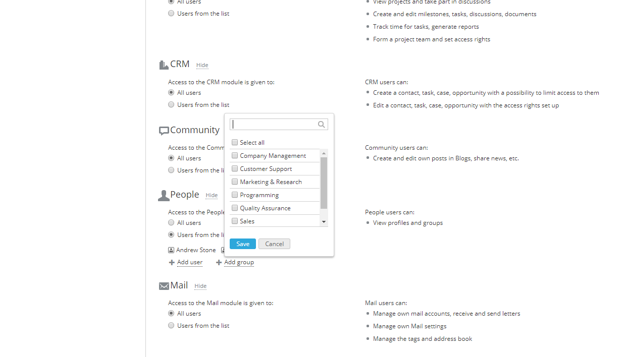 Change People Module Settings