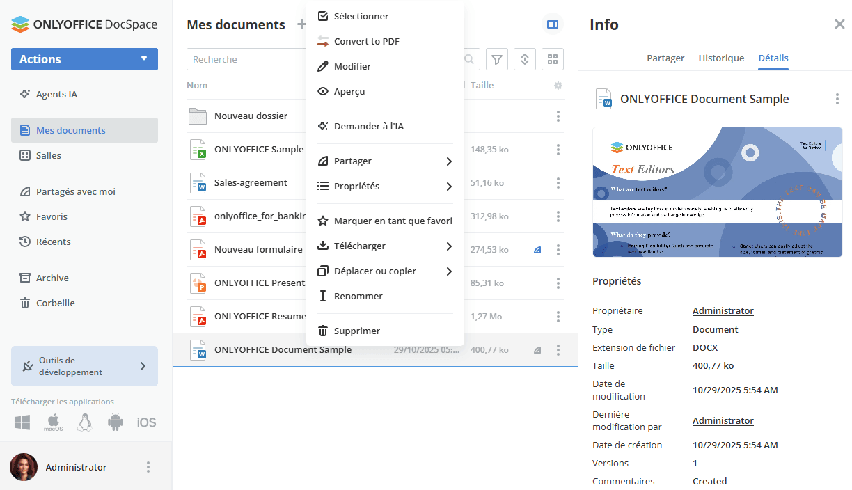 Gestion des documents
