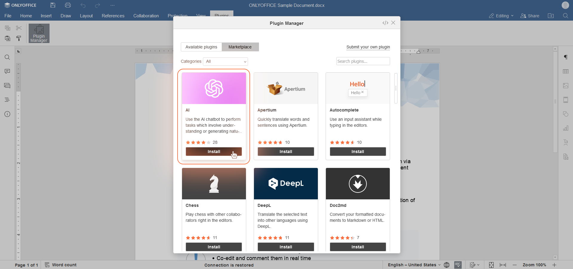 Installing AI plugin