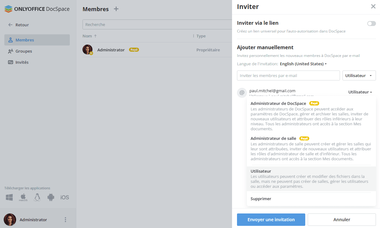 Invitation personnelle