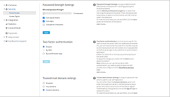 Portal security settings adjustment