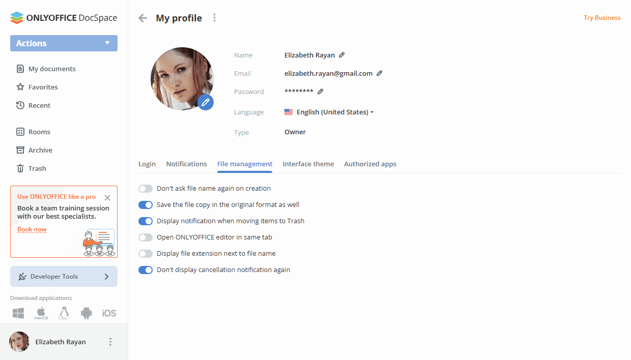 Room manager settings