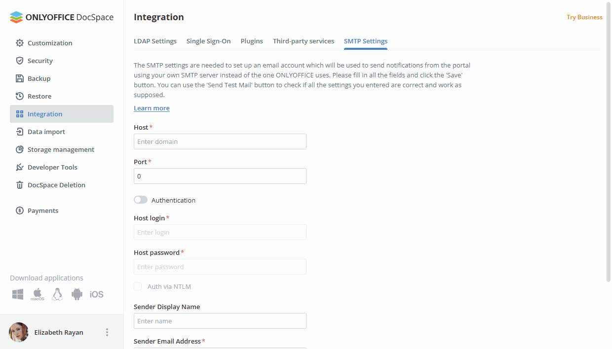 Adjusting SMTP Settings