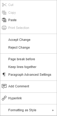 Accept/Reject dropdown menu