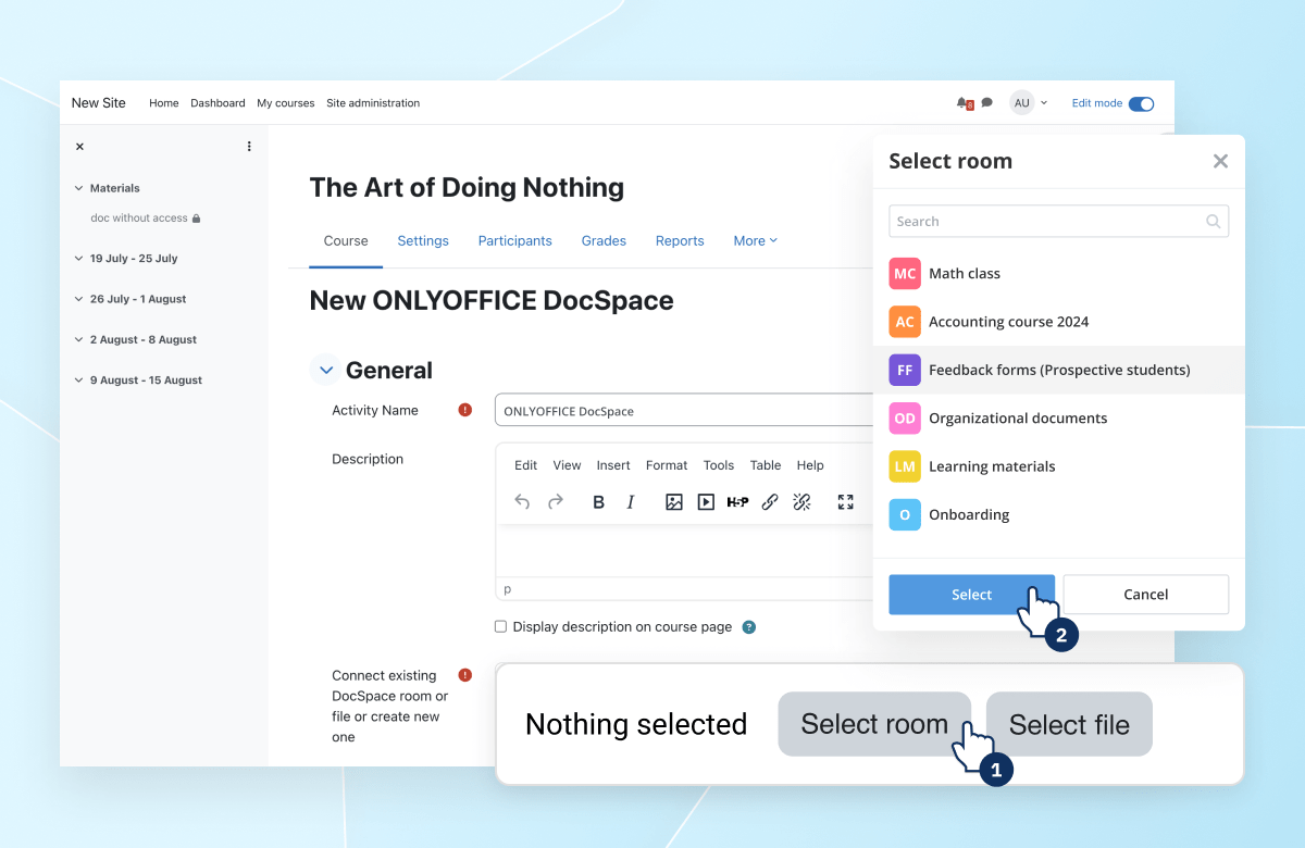 Installing the ONLYOFFICE DocSpace connector for Moodle