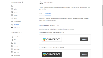 Advanced branding settings