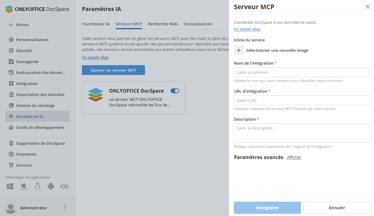 Paramètres Serveur MCP