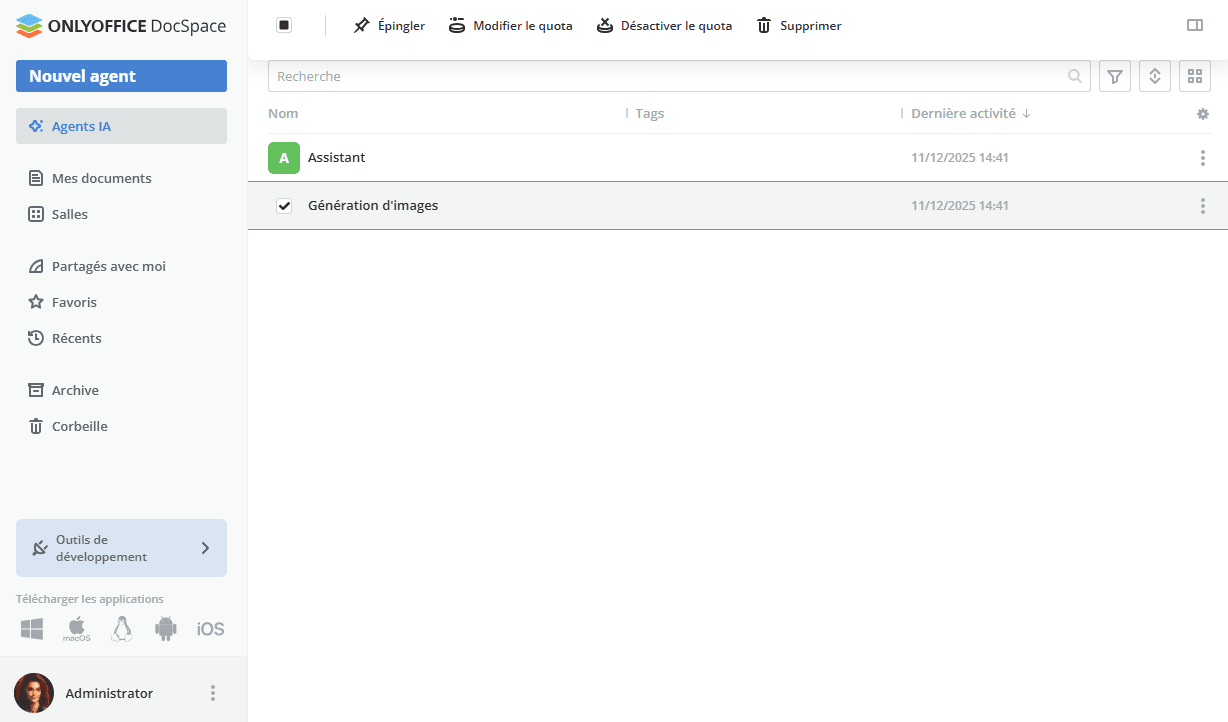 Utiliser le panneau supérieur