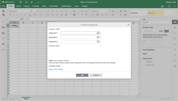 date and time arguments window