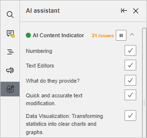 AI assistant left panel