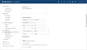 LDAP settings - Attribute Mapping