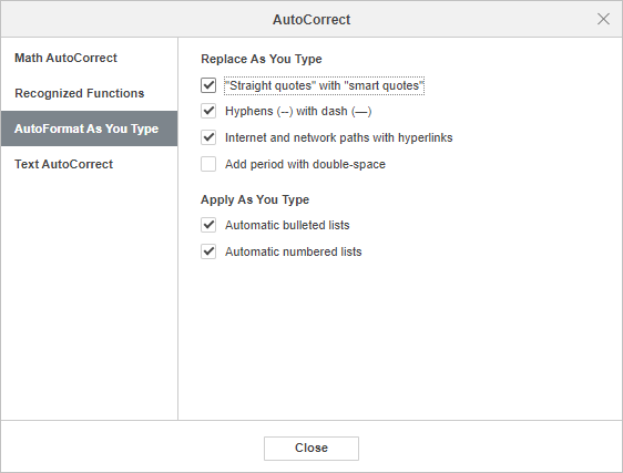 AutoFormat as You Type