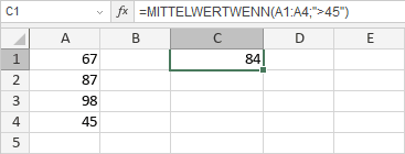 MITTELWERTWENN Funktion