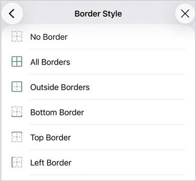 Cell border setting