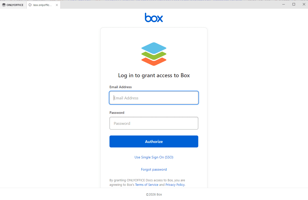 Box sign-in page