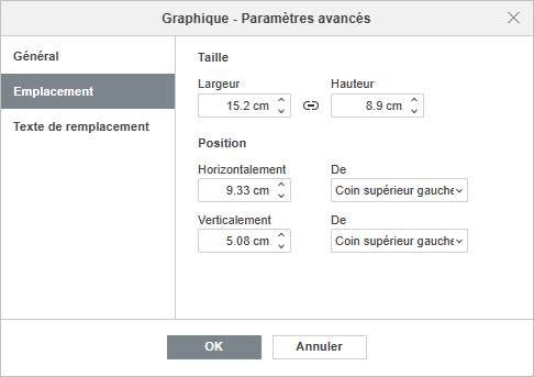 La fenêtre Graphique - Paramètres avancés