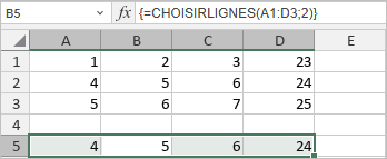 Fonction CHOISIRLIGNES