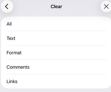 Clear data panel