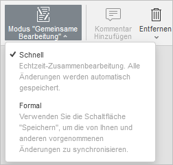 Co-editing Mode menu