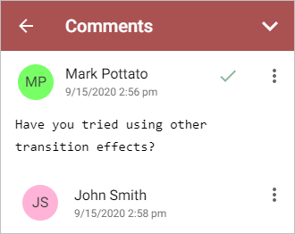 Comments panel