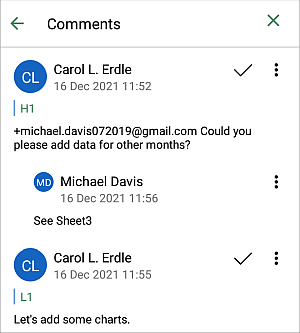 Comments panel local