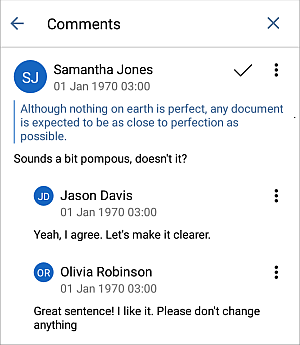 Comments panel local