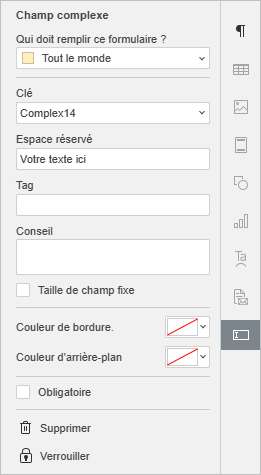 paramètres champ complexe