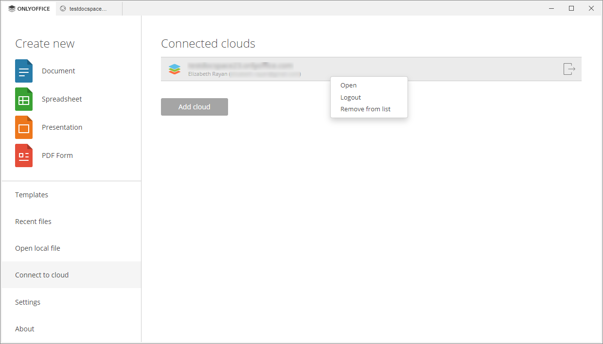 Connected accounts list
