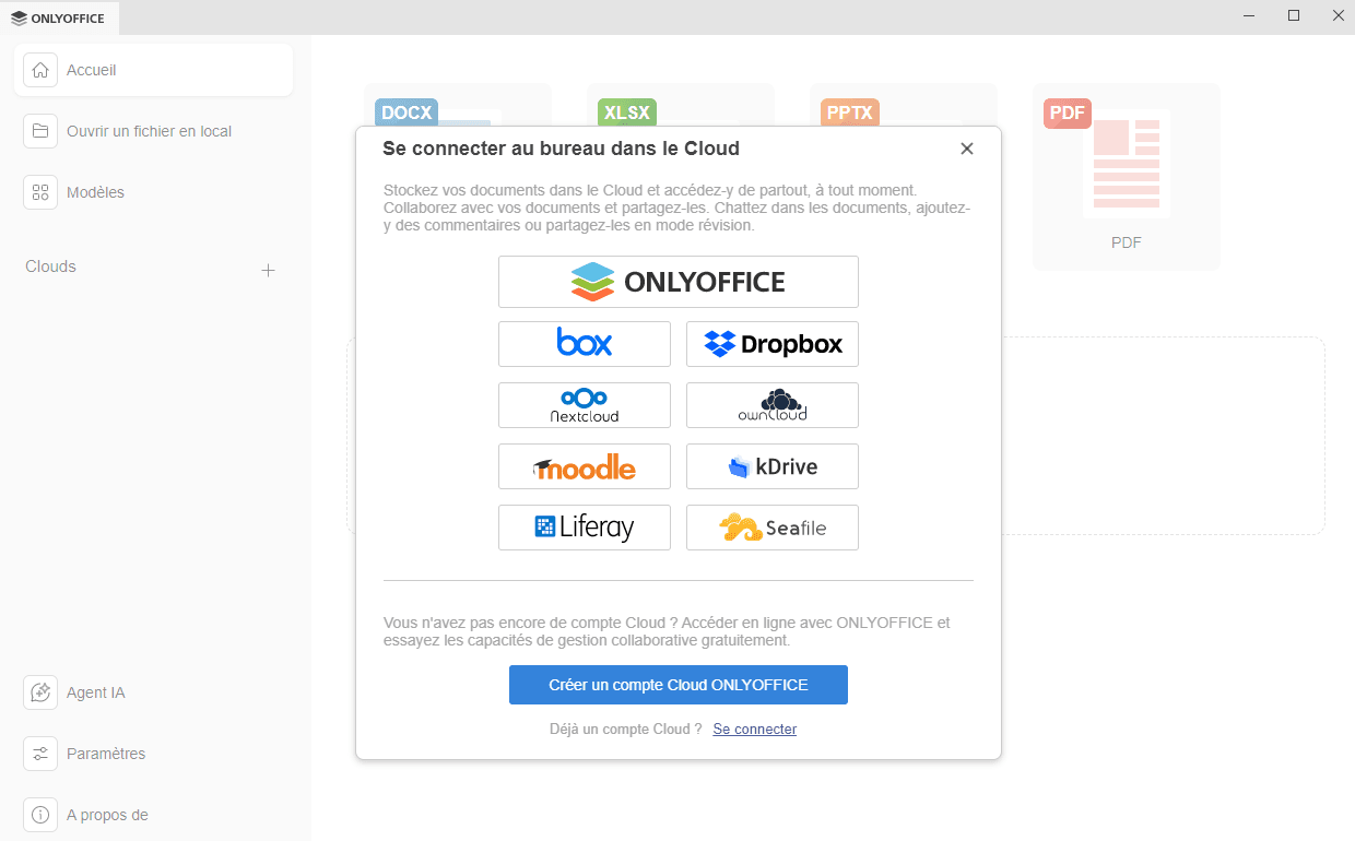 Onglet Connecter à cloud