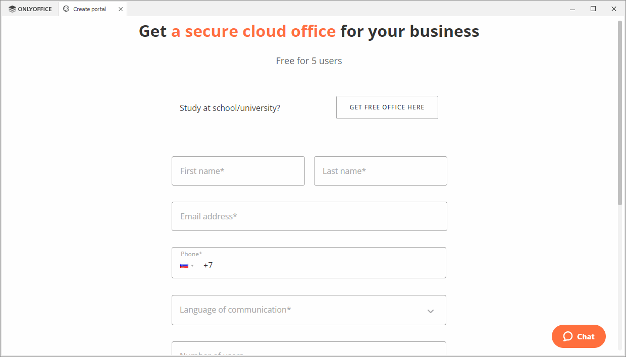 Portal creation form
