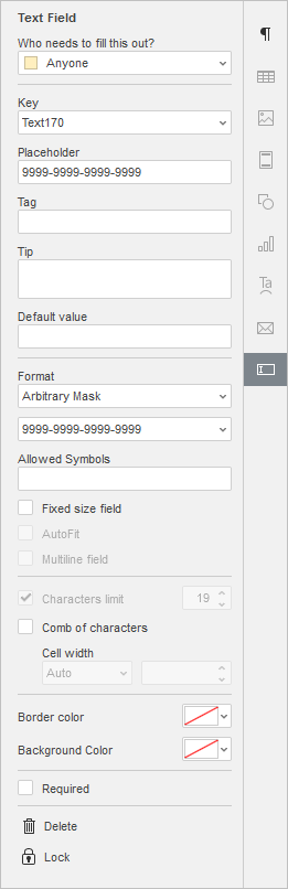 credit card settings