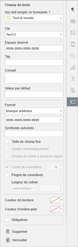 paramètres carte bancaire