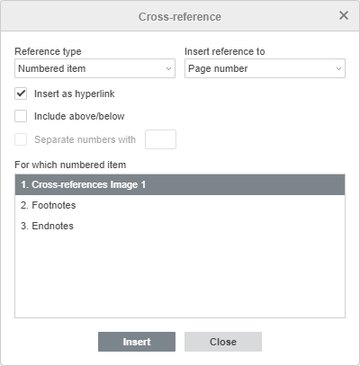 Cross-reference window