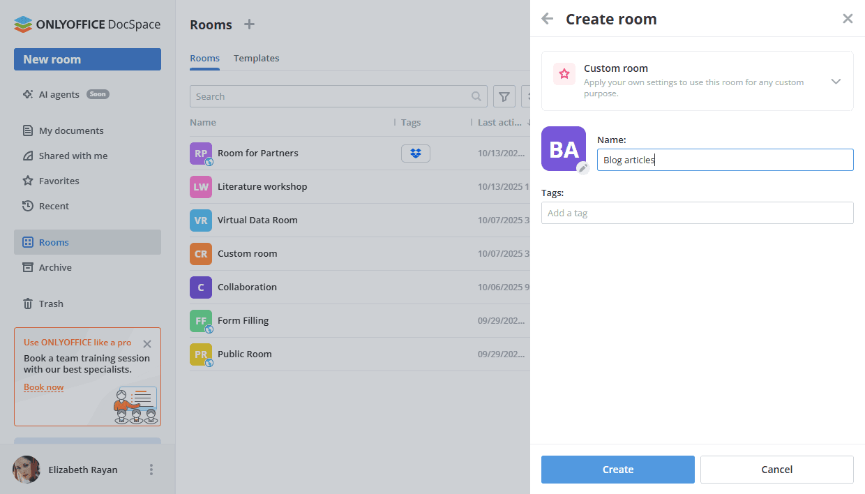 Salle personnalisée
