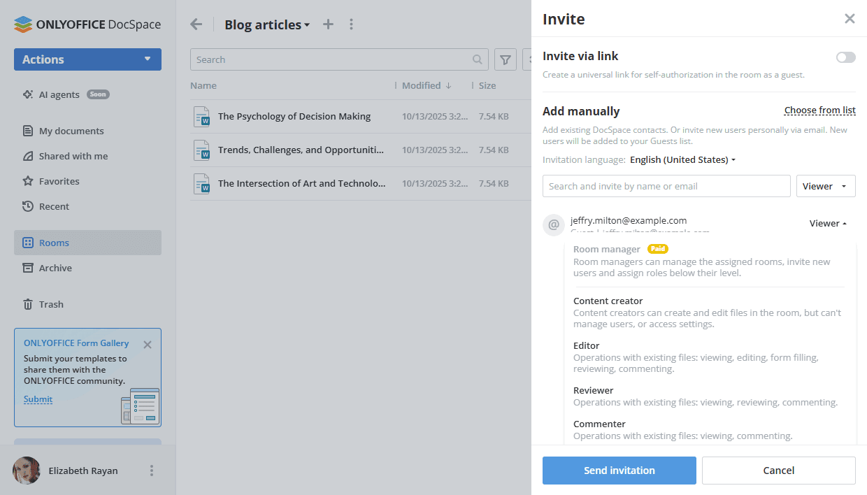 Salle personnalisée