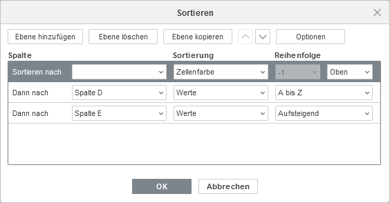 Custom Sort window