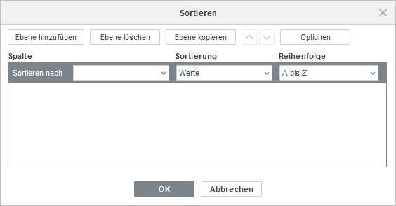 Custom Sort window
