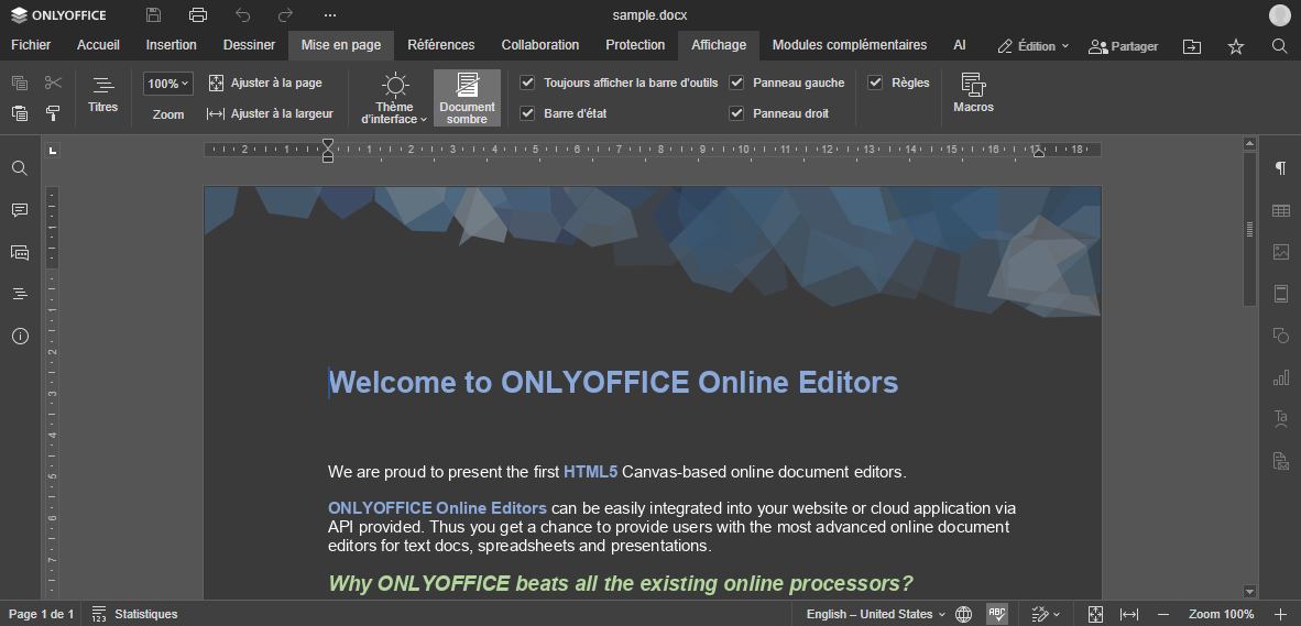 Comment activer le mode sombre? Résultat