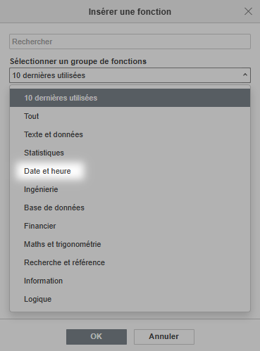 groupe de fonctions date et heure