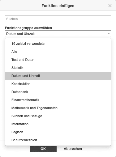 date and time function group