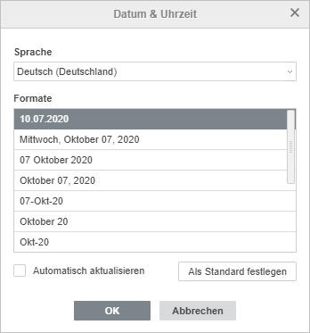 Datum- und Uhrzeiteinstellungen