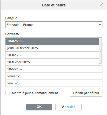 Paramètres date et heure