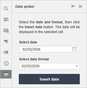 Oberfläche der Datumauswahl