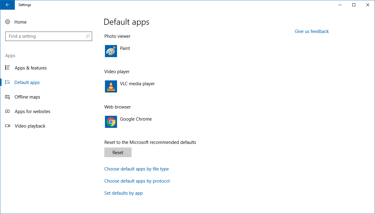 Application par défaut