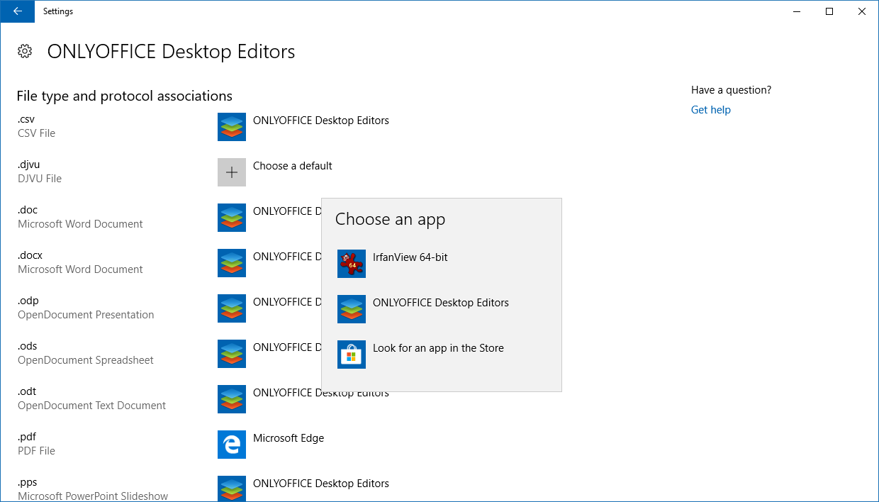Choisir une application