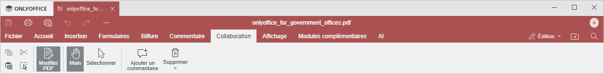 Onglet Collaboration