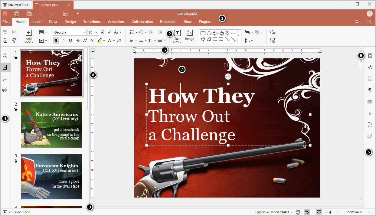Desktop Presentation Editor window